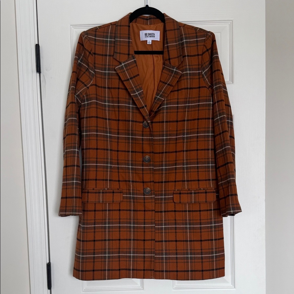 BB Dakota by Steve Madden Brown Plaid Blazer Jacket